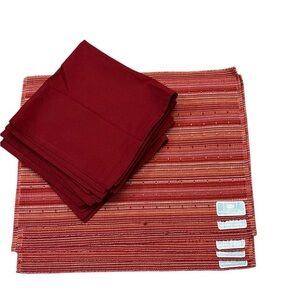 NWT DANICA “Mitzi” 100% Cotton Placemats & Napkins Cinnabar/Sandalwood, Set of 6